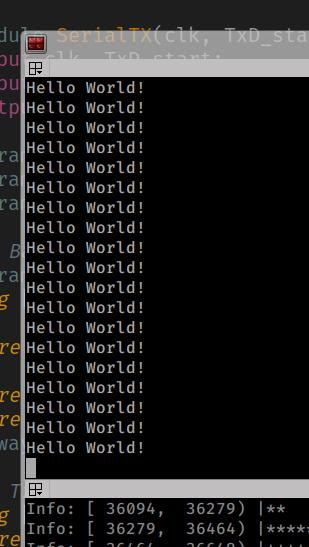 Hello World output from FPGA