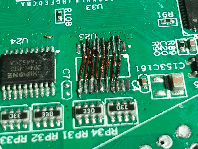 Bypass wires soldered in U23